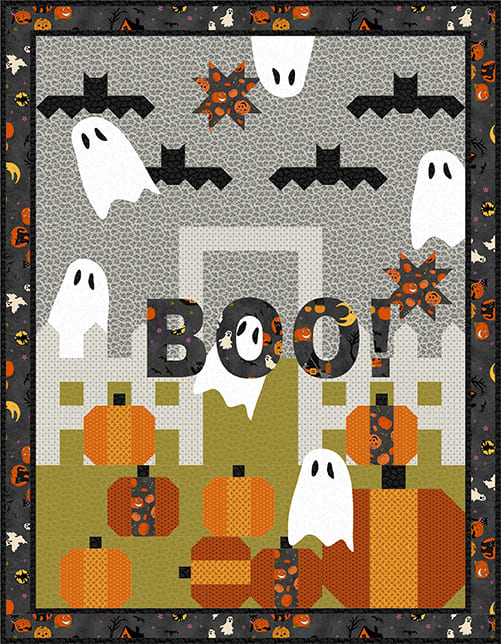 Quilt KIT Trick or Treat, selling Quick and Easy Panel Halloween Quilt. Includes Pattern, Fabric for Quilt Top, backing and wrap around binding.