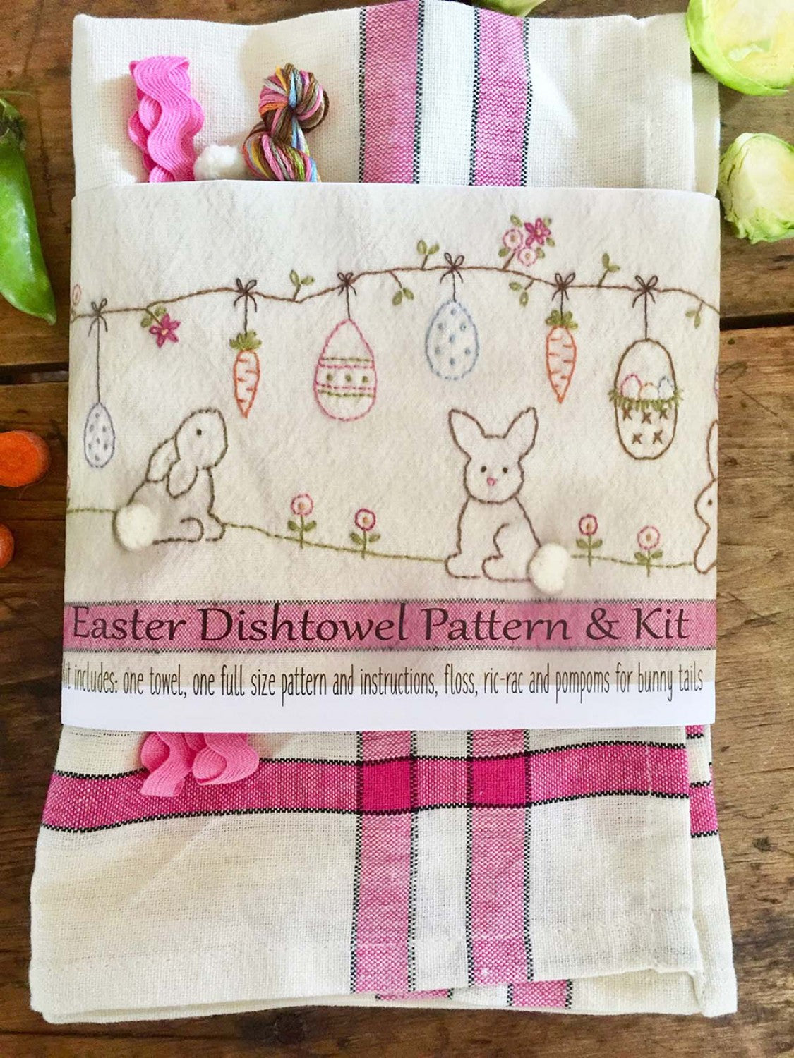 Happy Easter Dishtowel Pattern and Floss Kit # BR253K - Special Order