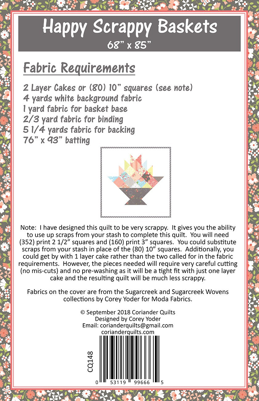 Happy Scrappy Baskets Quilt Pattern by Corriander Quilts- Special Order