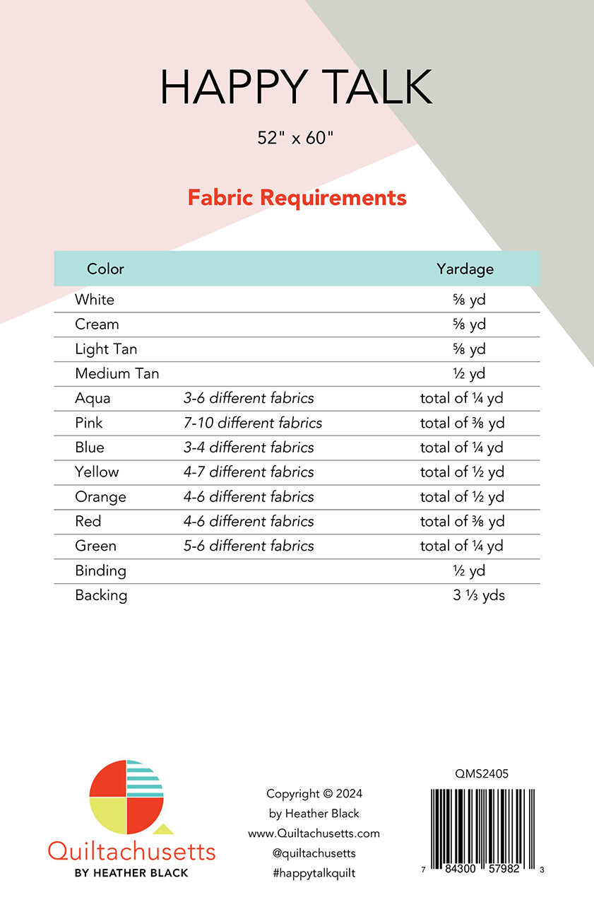 Happy Talk Quilt Pattern by Quiltachusetts