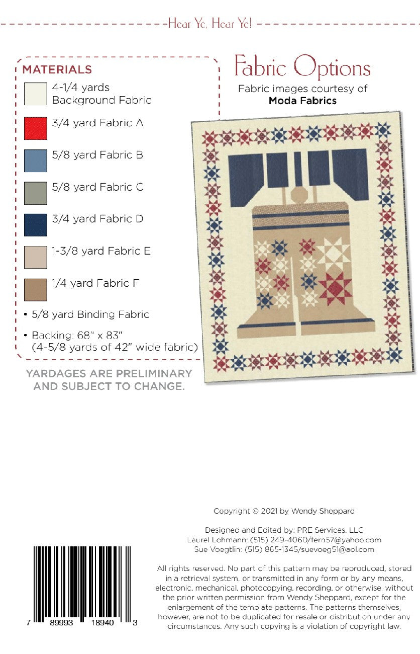 Hear Ye, Hear Ye Quilt Pattern by Wendy Sheppard