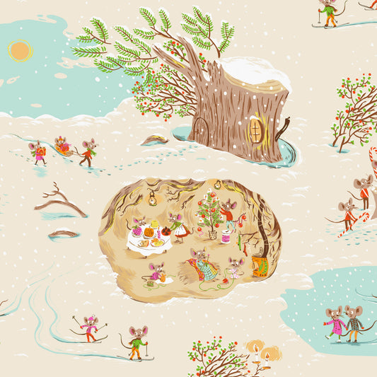 Heather Ross Favorites by Heather Ross - Christmas Mice 50165D-10 Cream