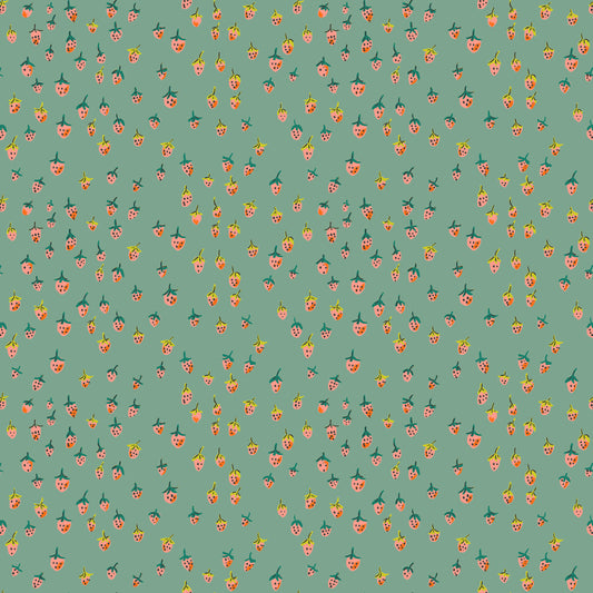 Heather Ross Favorites by Heather Ross - Field Strawberries 50899D-13 Teal
