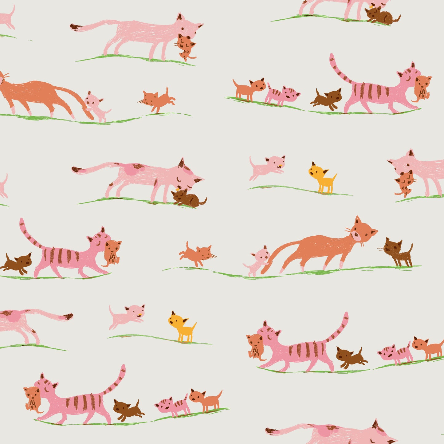 Heather Ross Favorites by Heather Ross - Marching Cats 40931D-5 Cream