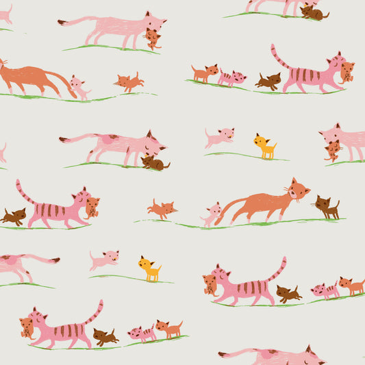 Heather Ross Favorites by Heather Ross - Marching Cats 40931D-5 Cream