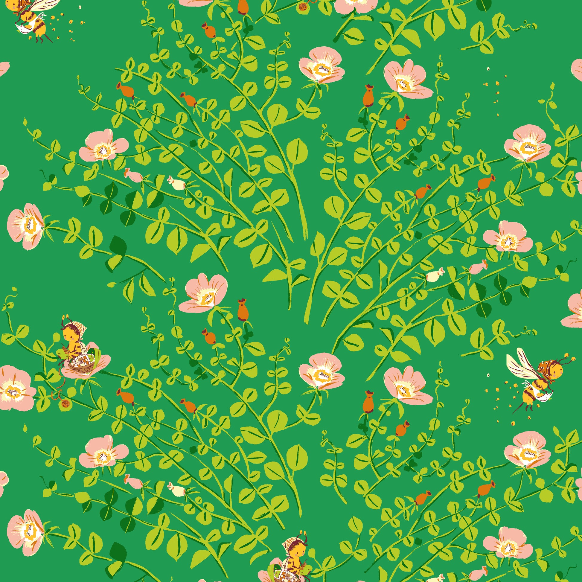 Heather Ross Favorites by Heather Ross - Nanny Bee 37023D-12 Jade