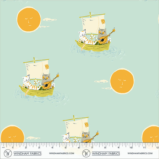 Heather Ross Favorites by Heather Ross - Owl and the Pussycat 51199D-2 Aqua