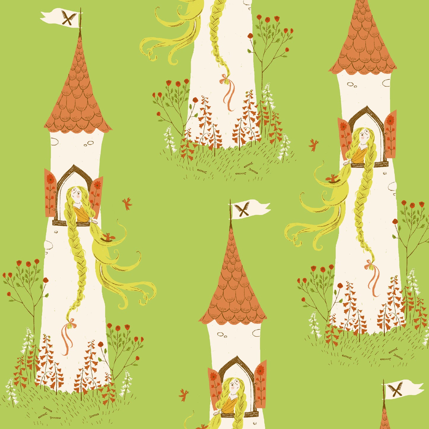 Heather Ross Favorites by Heather Ross - Rapunzel 51197D-1 Green