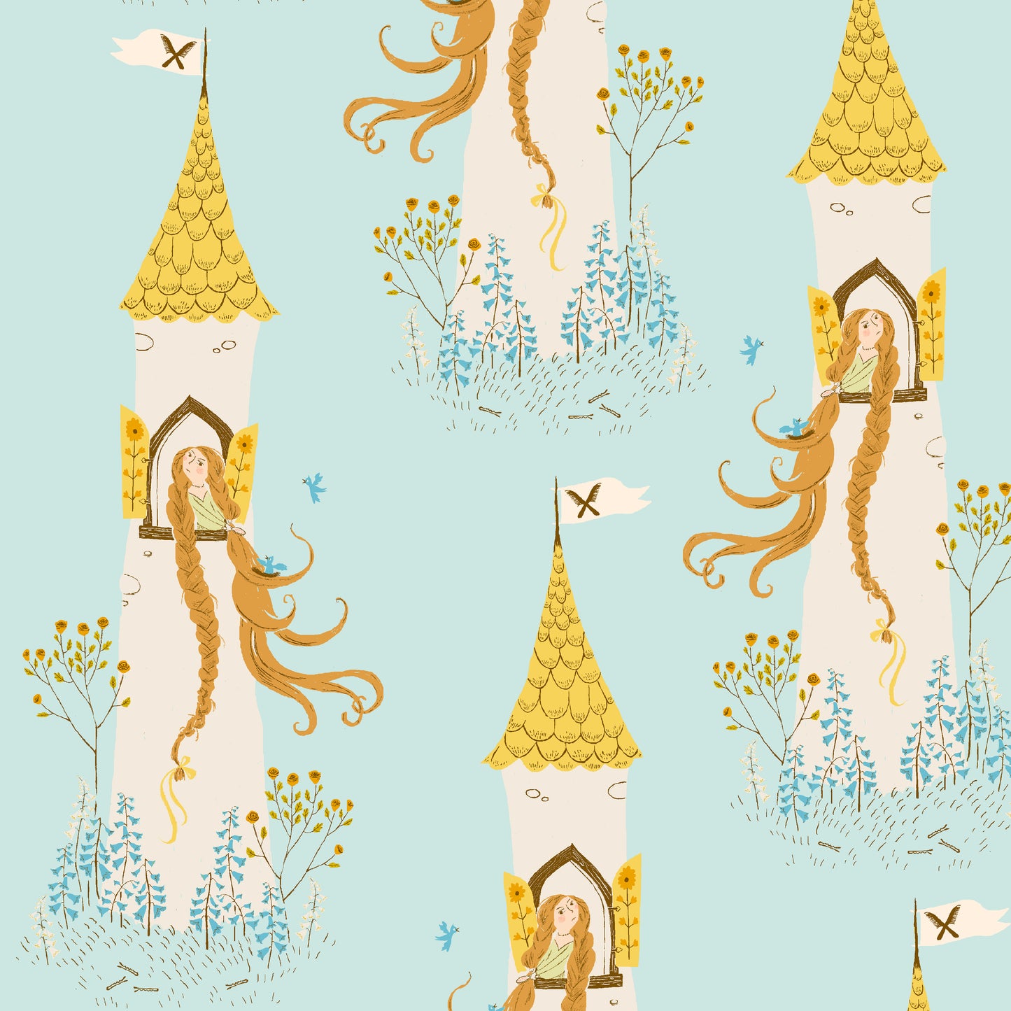 Heather Ross Favorites by Heather Ross - Rapunzel 51197D-2 Aqua