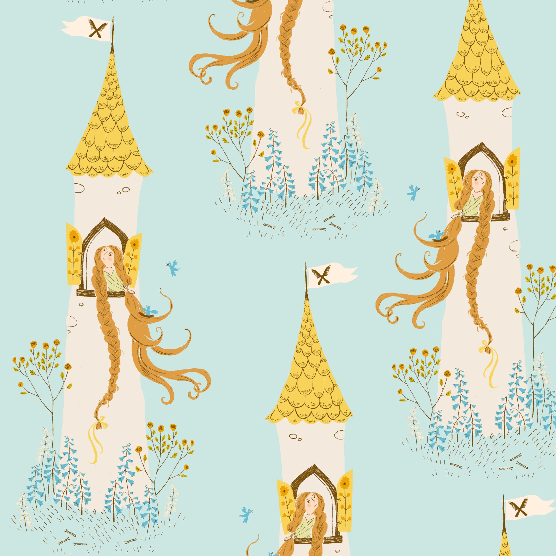 Heather Ross Favorites by Heather Ross - Rapunzel 51197D-2 Aqua