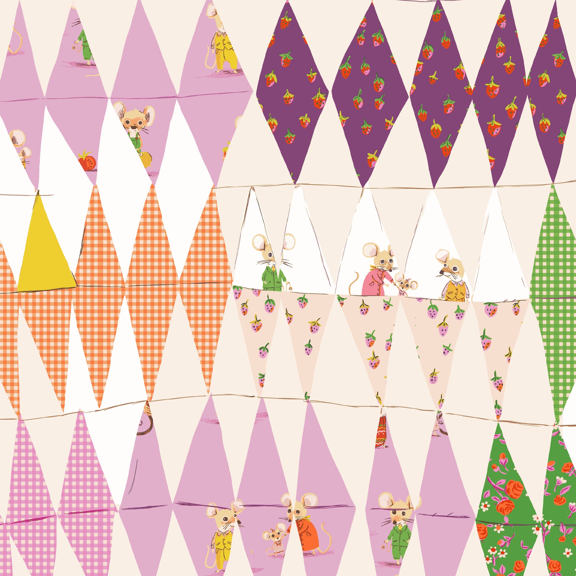 Heather Ross Favorites by Heather Ross - Trixie Collage 50896D-2 Blush