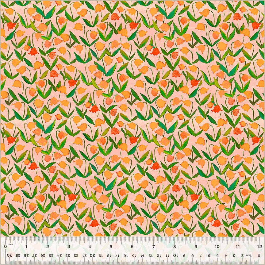 Heather Ross by Hand : Flowerbed Salmon 54257D-3