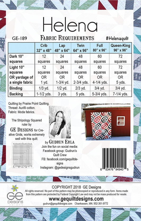 Helena Quilt Pattern by GE Designs - Special Order