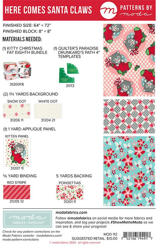 Here Comes Santa Claws Quilt Kit featuring Kitty Christmas