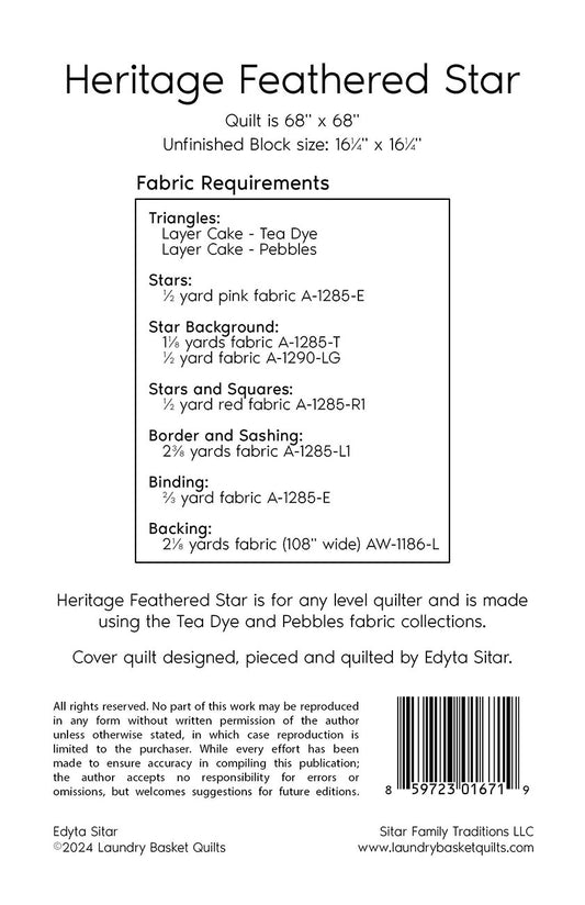 Heritage Feathered Star Quilt Pattern by Laundry Basket Quilts