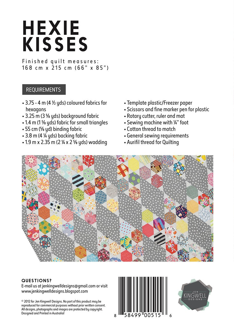Hexie Kisses Pattern by Jen Kingwell Designs - Special Order