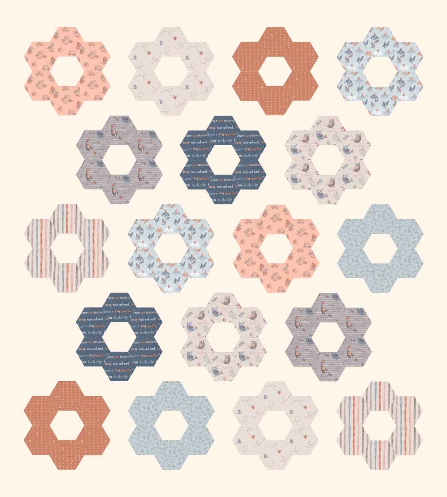 Chirp by Elena Amo - Hexie Blooms Quilt Kit