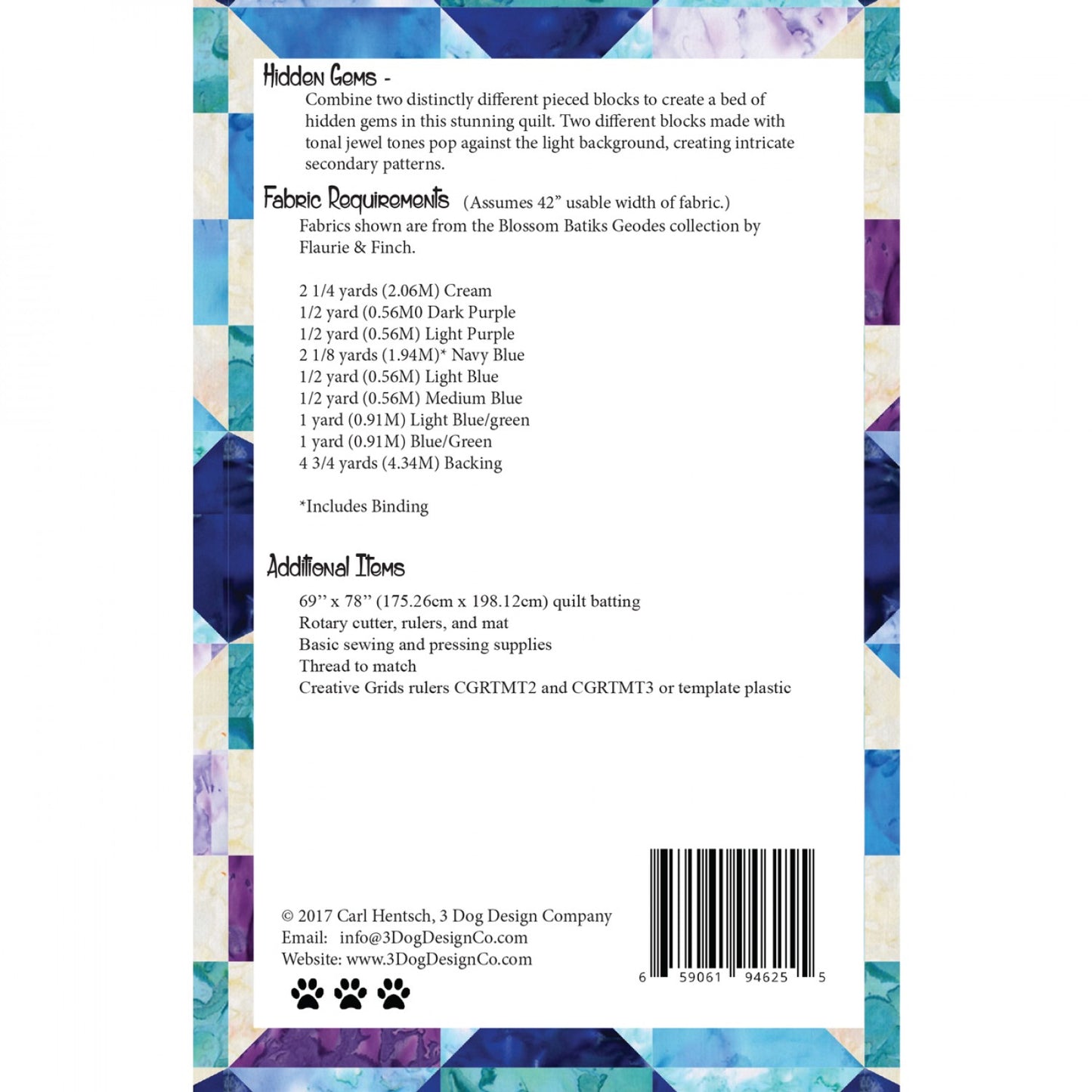 Hidden Gems Quilt Pattern by 3 Dog Design - Special Order