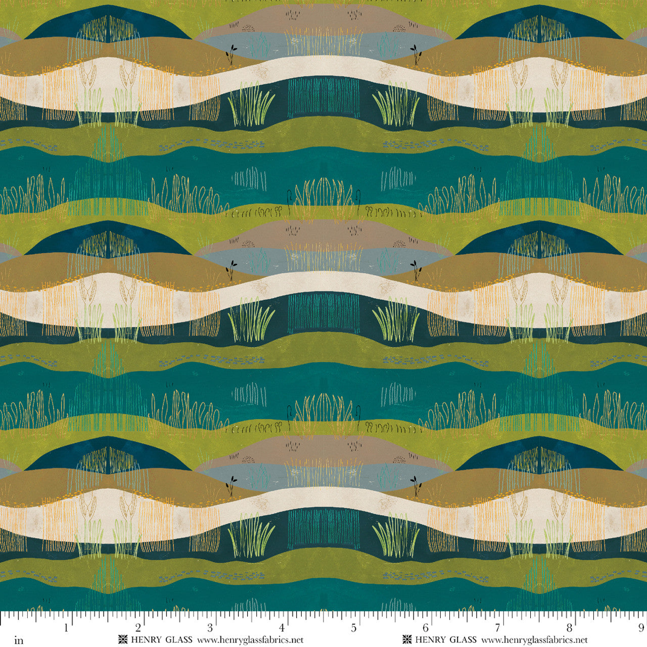 Highland Nature Walk by Alison Woodside - Field Stripe 4594-67 Teal