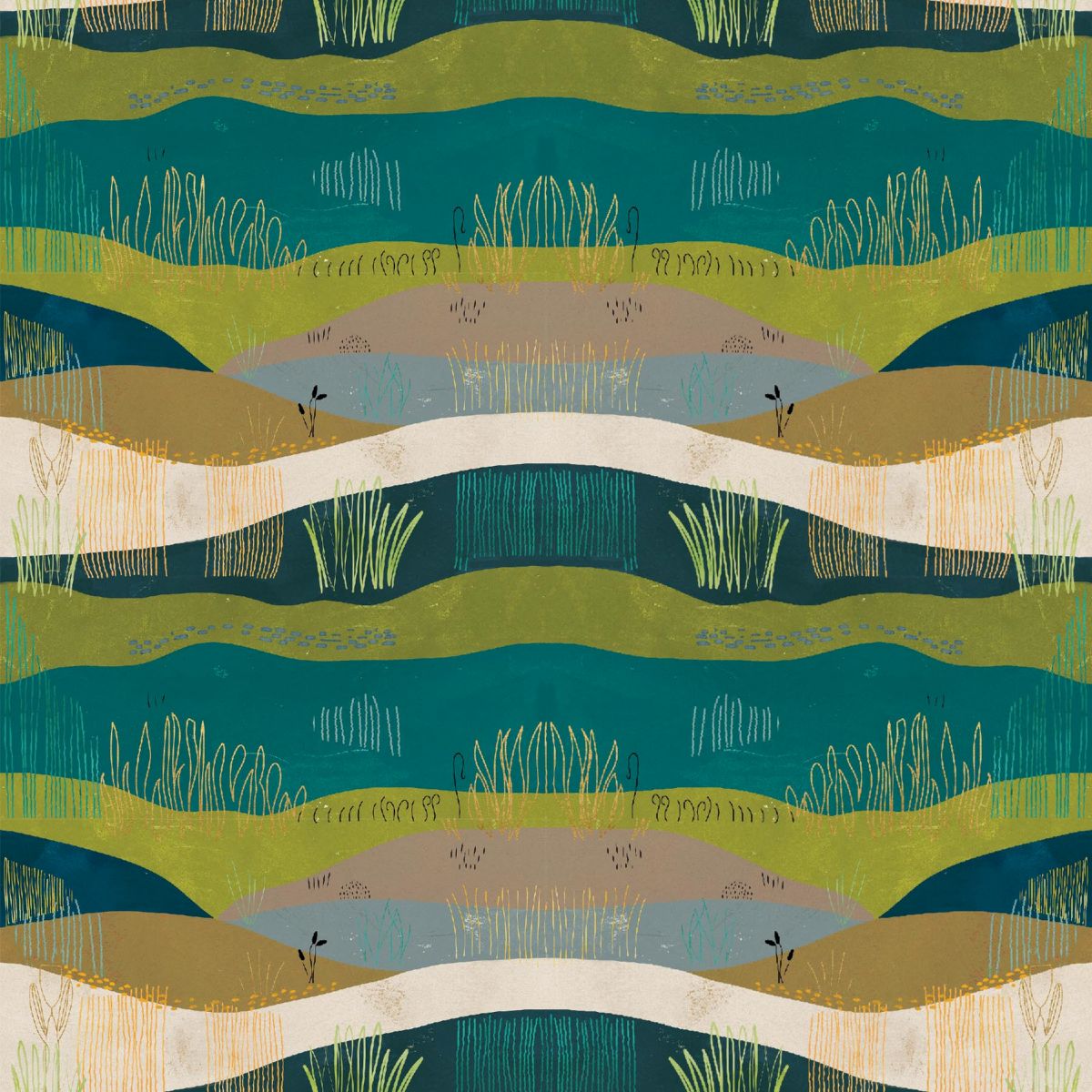 Highland Nature Walk by Alison Woodside - Field Stripe 4594-67 Teal