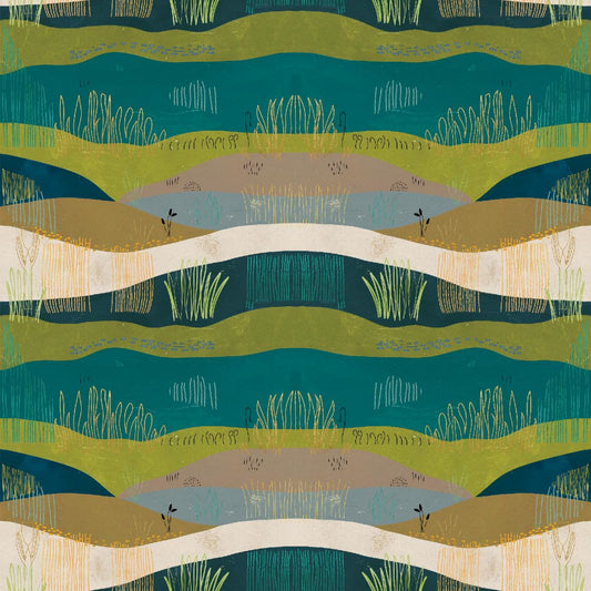 Highland Nature Walk by Alison Woodside - Field Stripe 4594-67 Teal