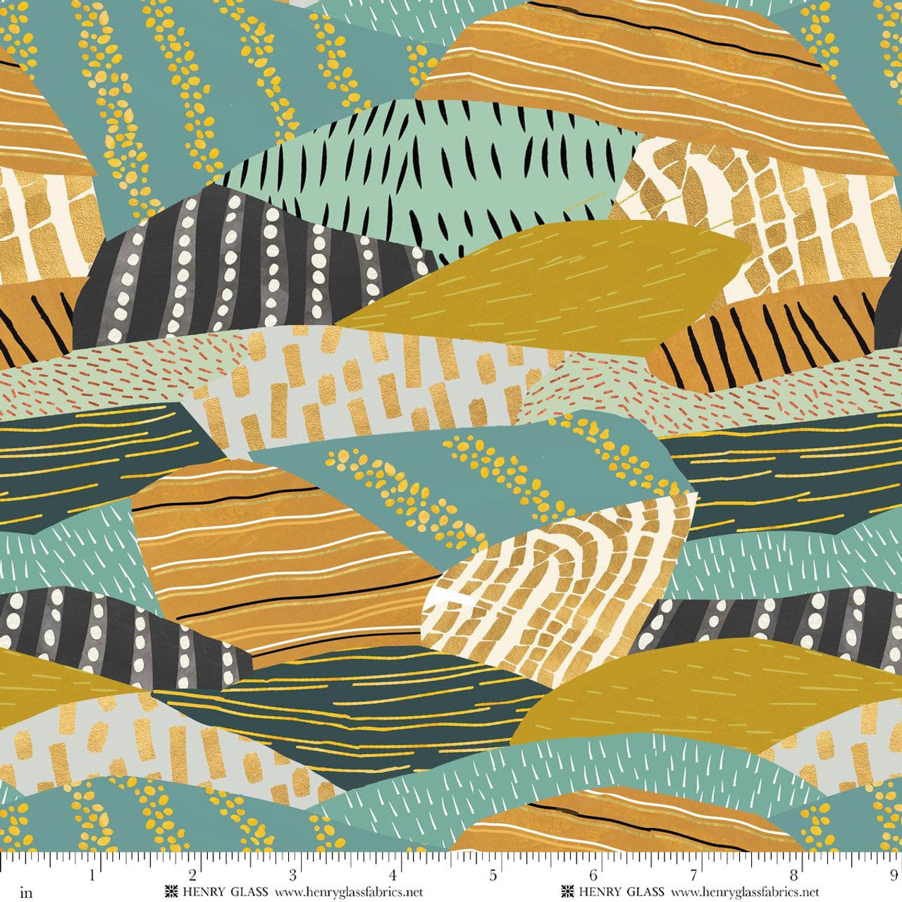 Highland Nature Walk by Alison Woodside - Patchwork Hillside 4598-44 Amber