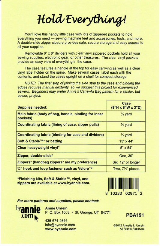 Hold Everything # PBA191 - Special Order