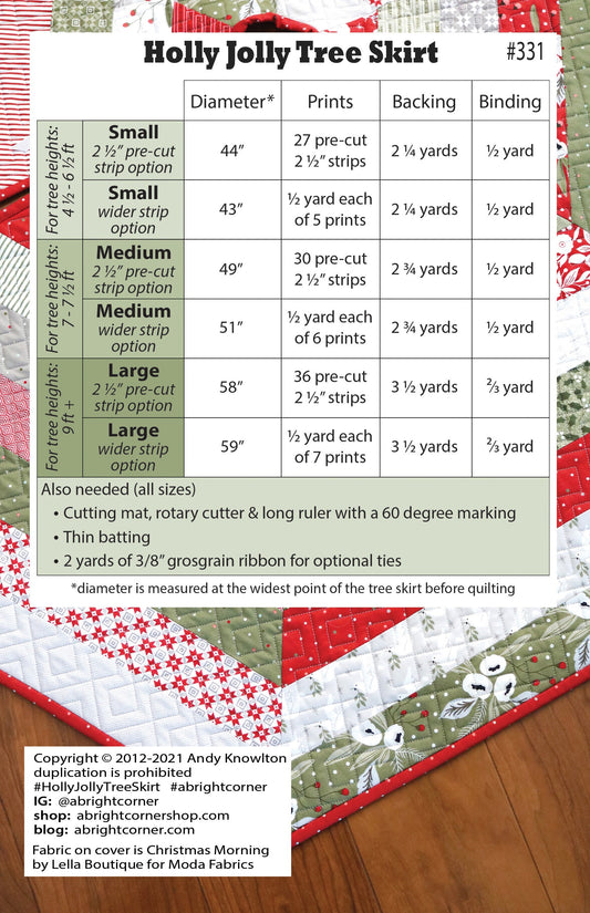 Holly Jolly Tree Skirt Quilt Pattern by A Bright Corner - AKBC311 -
