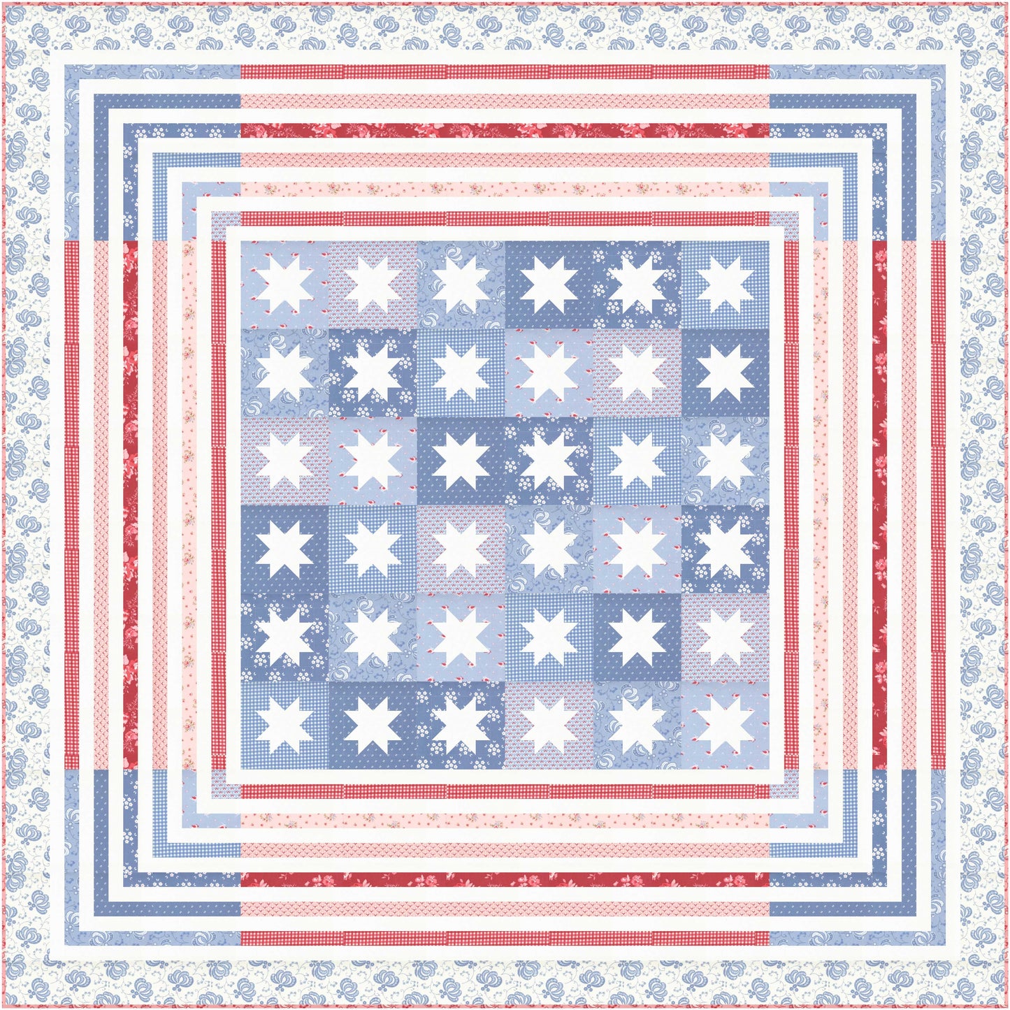 Hollyhocks and Roses by Bunny Hill Designs - My Home Sweet Home Boxed Quilt Kit