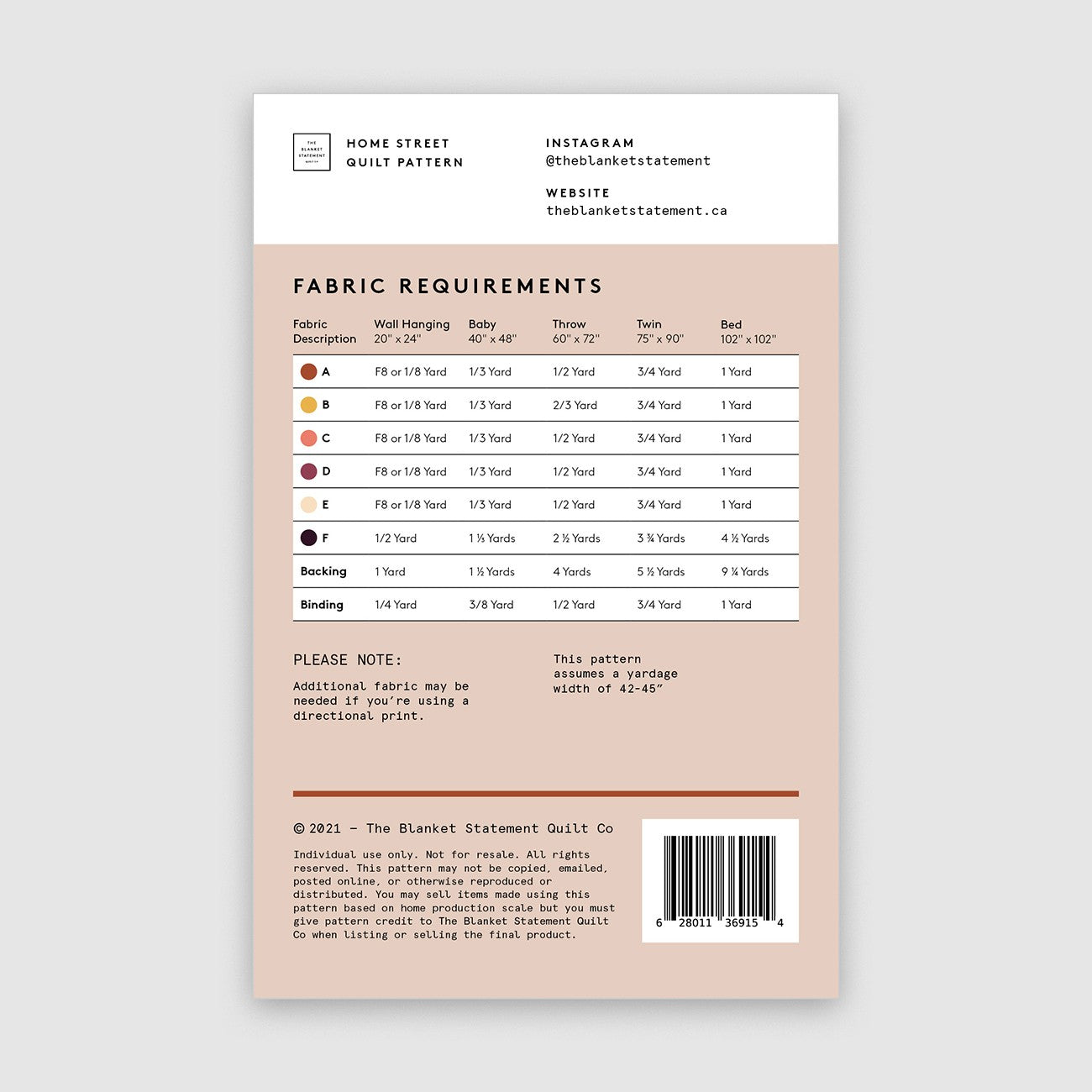 Home Street Quilt Pattern # TBS-015 - Special Order