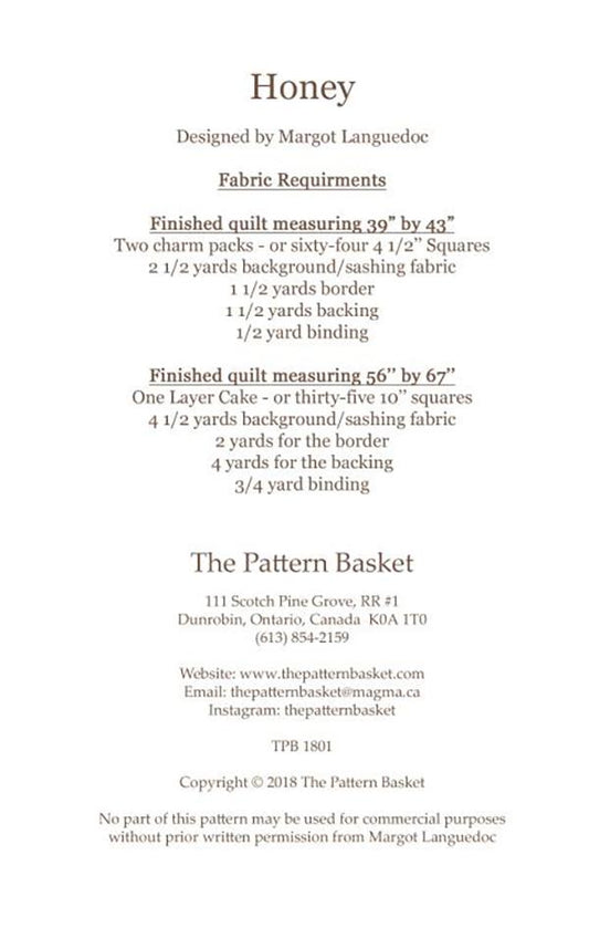 Honey Quilt Pattern by The Pattern Basket