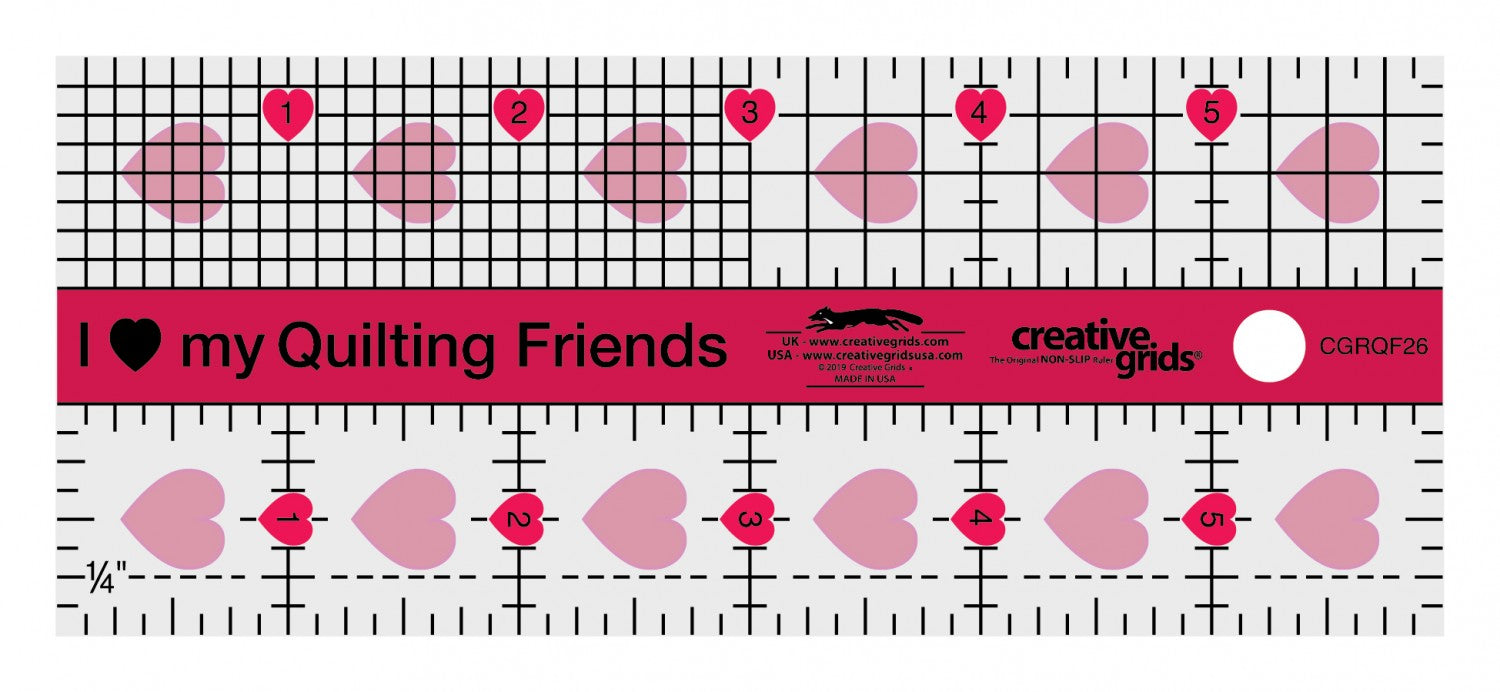 I Love My Quilt Friends Mini Rectangle Quilt Ruler 2-1/2in x 6in CGRQF26