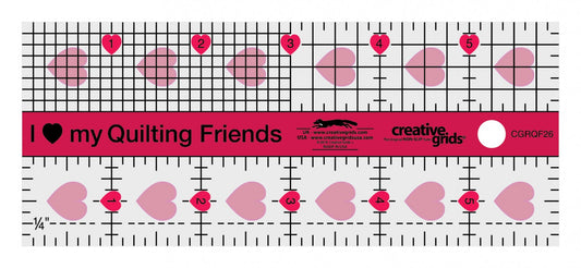 I Love My Quilt Friends Mini Rectangle Quilt Ruler 2-1/2in x 6in CGRQF26