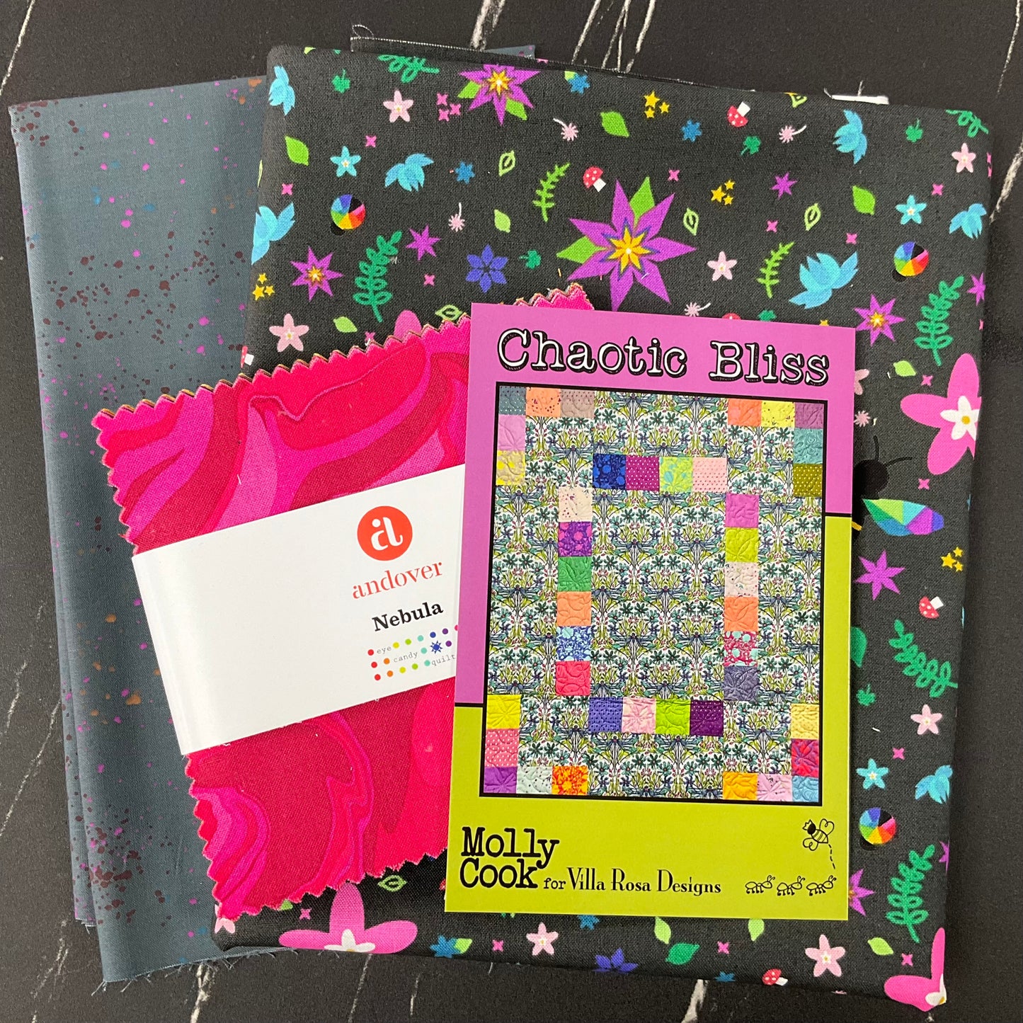 Chaotic Bliss Quilt Kit featuring Nebula by Andover