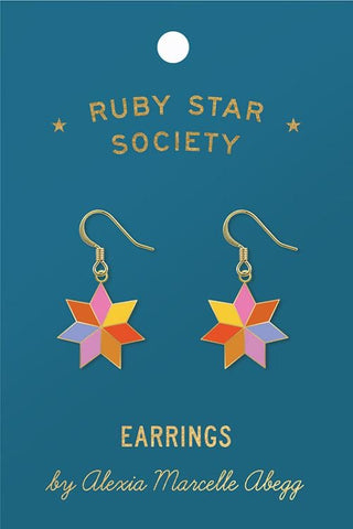 Ruby Star Society Quilt Star Earrings RS7057