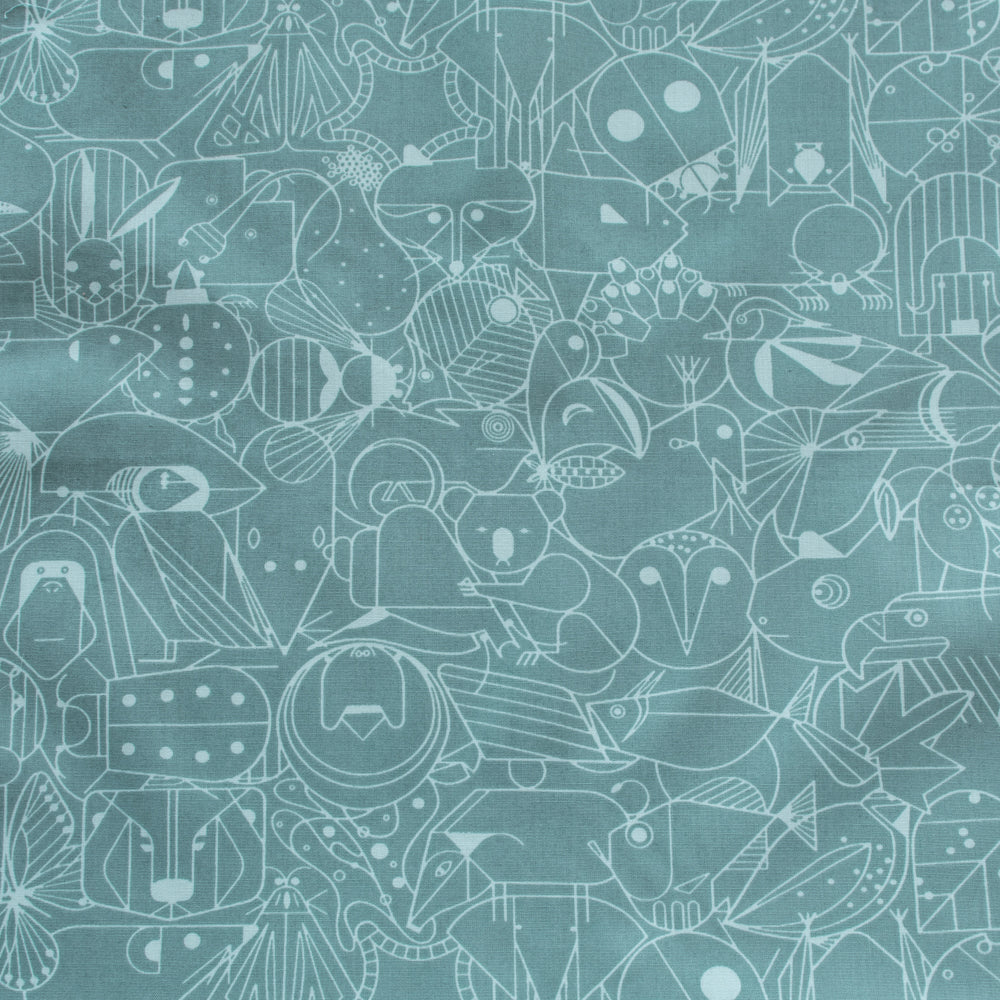 Charley Harper End Paper Basics - Seafoam Poplin