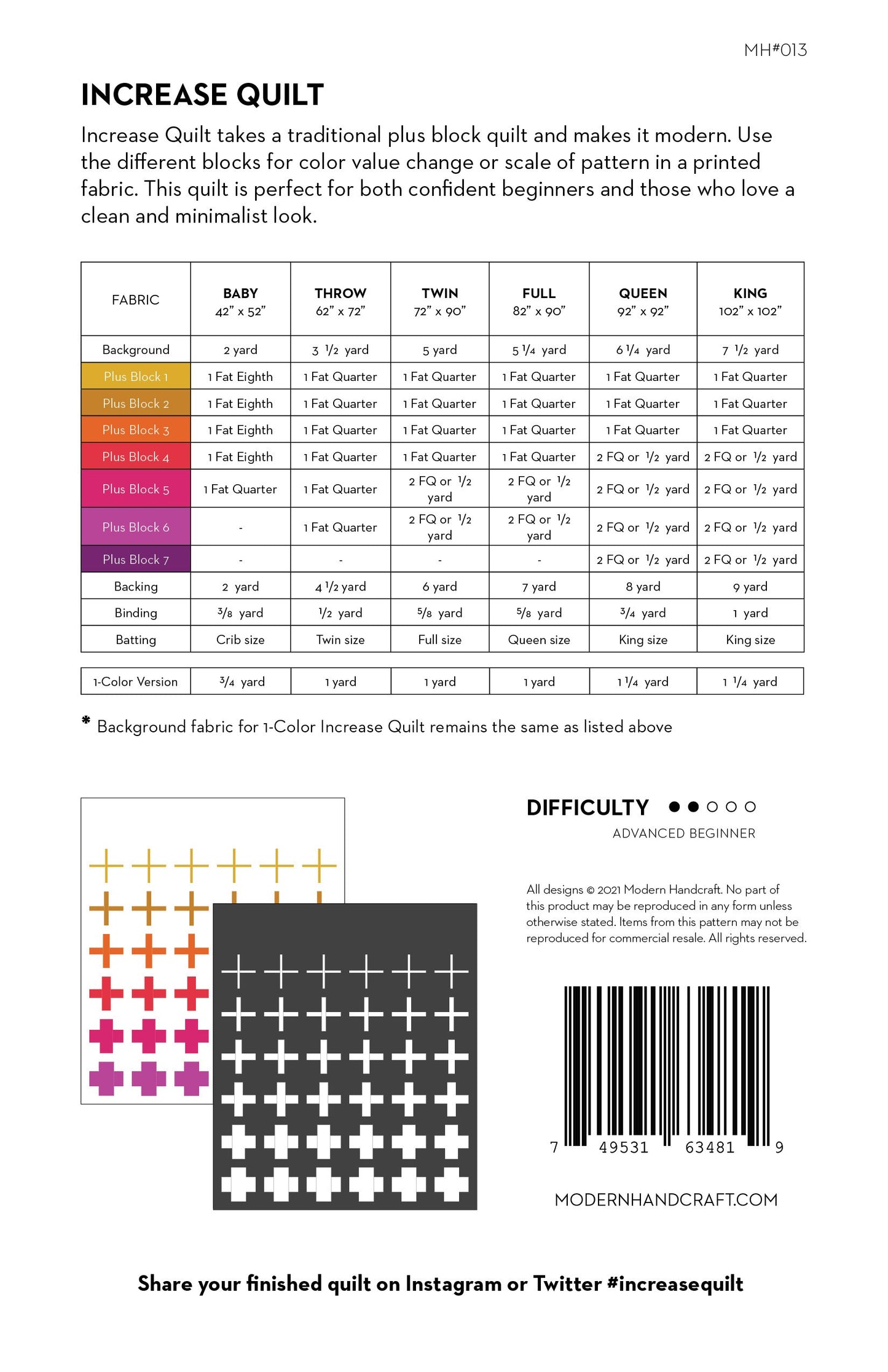 Increase # MHC013 - Special Order