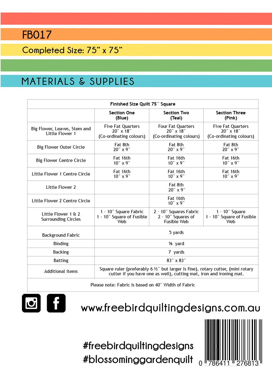 Blossoming Garden Quilt Pattern # FB017 - Special Order