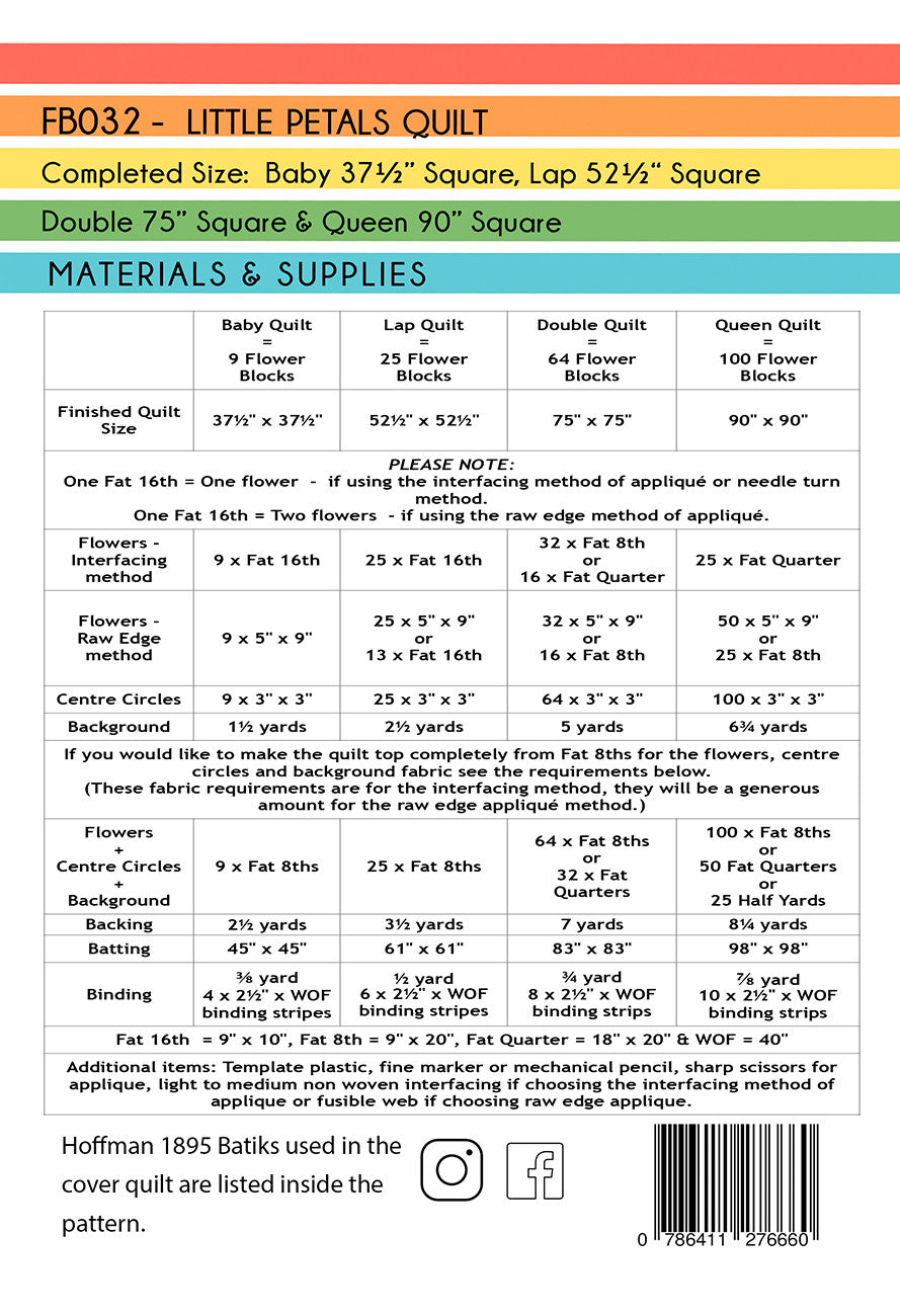 The Little Petals Quilt Pattern # FB032 - Special Order