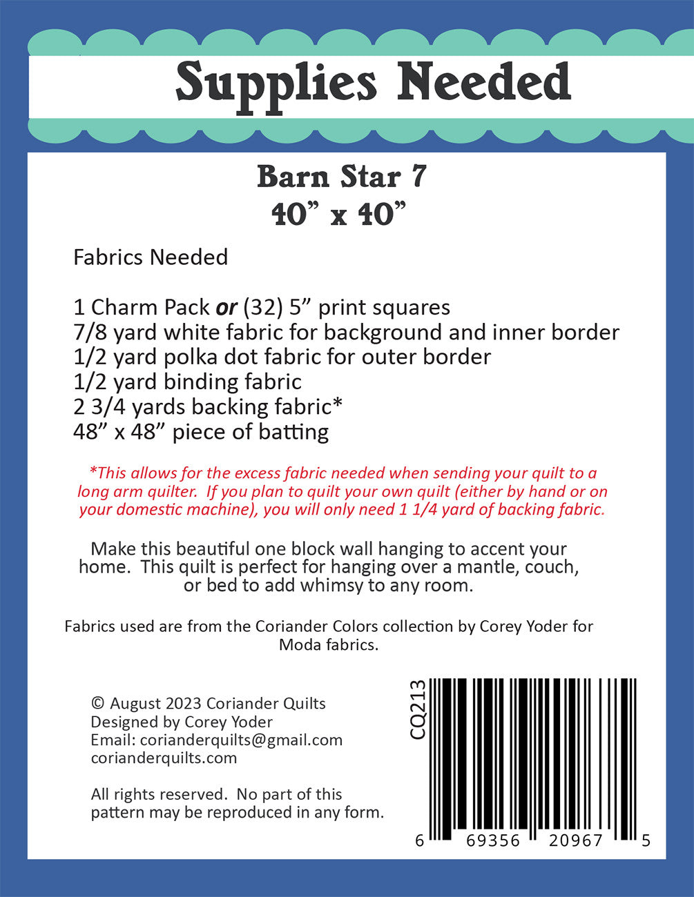 Barn Star 7 # CQP213 - Special Order