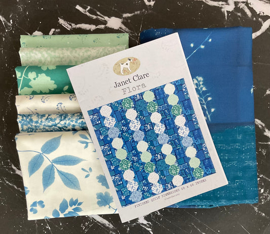 Flora Quilt Kit featuring Bluebell by Janet Clare