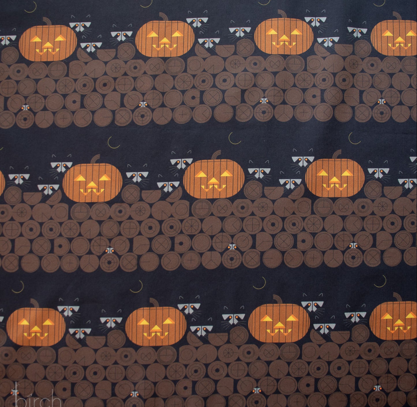 Charley Harper Harvest Vol. 3   Pumpkin Raccoons Poplin CH-420 (Estimated Arrival Date- January 2025)