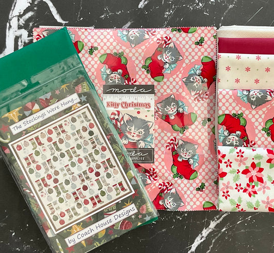 The Stockings Were Hung Quilt Kit featuring Kitty Christmas by Urban Chiks