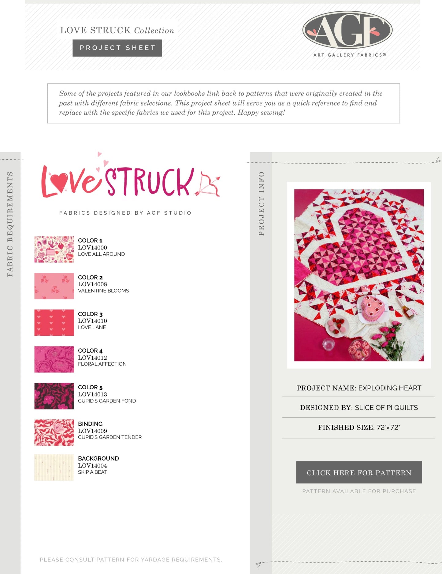 Kit de courtepointe Exploding Hearts avec Love Struck par AGF Studio