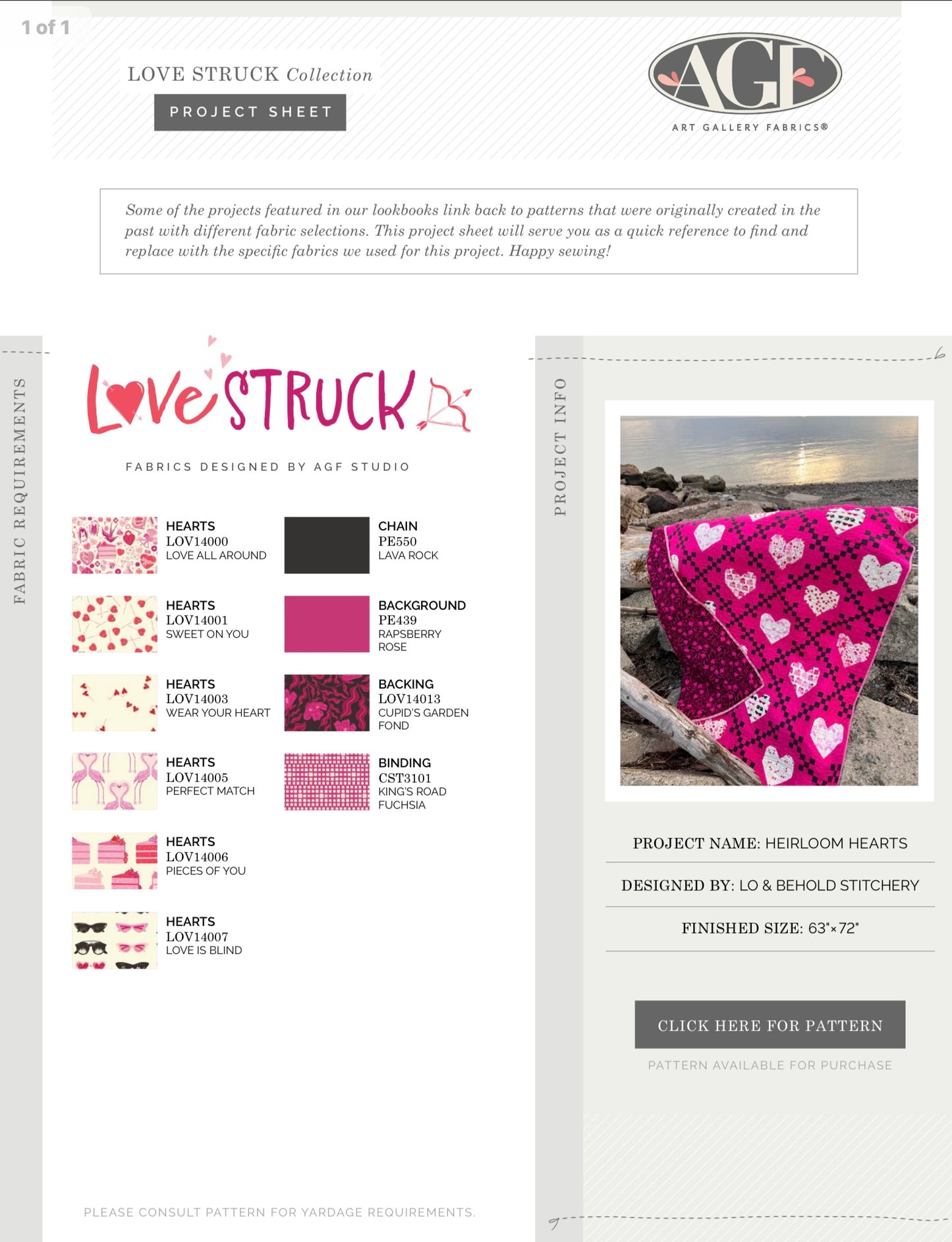 Kit de courtepointe Heirloom Hearts avec Love Struck par AGF Studio