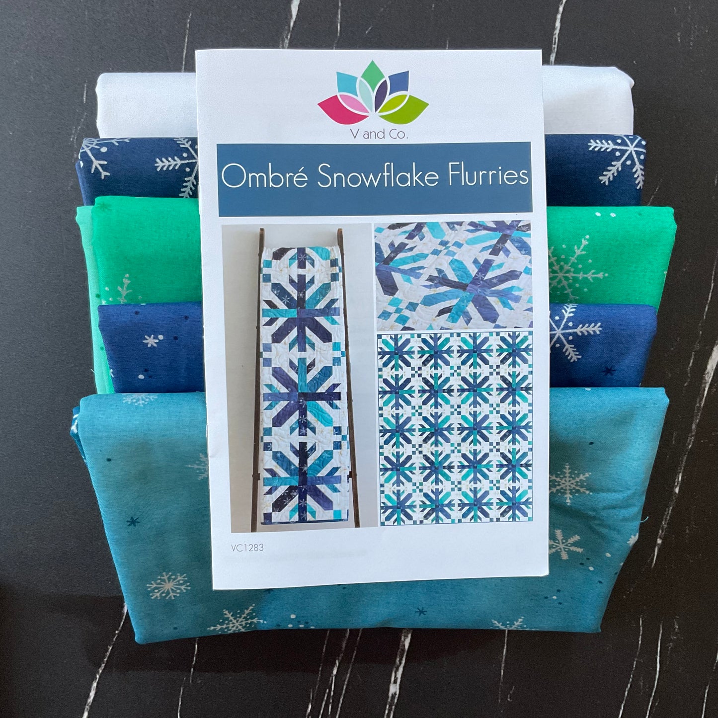 Ombre Snowflake Quilt Kit featuring Ombre Flurries by V and Co.