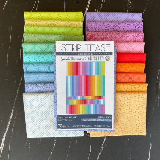 Strip Tease Quilt Kit featuring Rainbow Sherbet by Sariditty