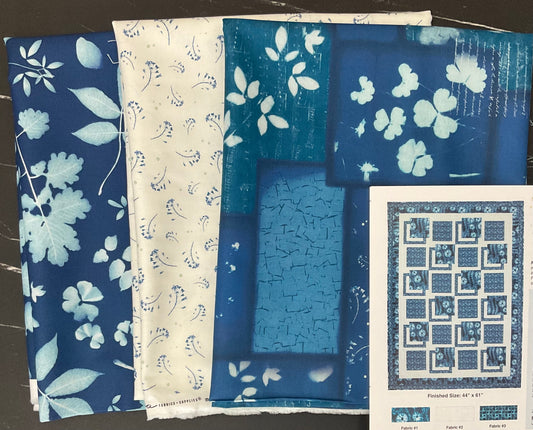 The Magic of 3-Yard Quilts by Fabric Cafe - Quilt Kit Bundle featuring Bluebell by Janet Clare