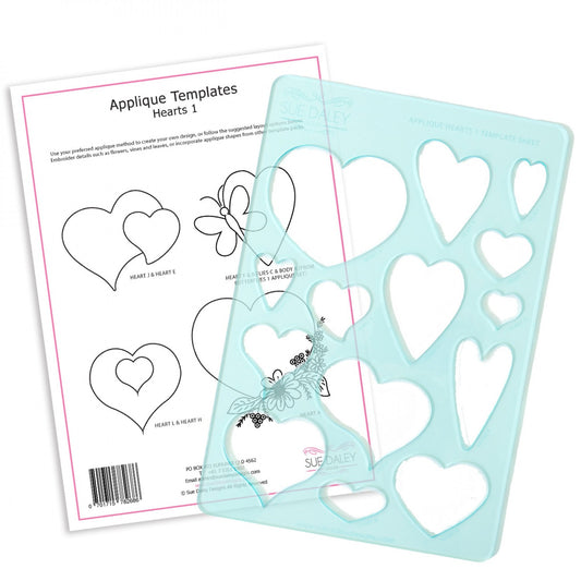 Applique Acrylic Hearts Template Sheet # TAH1 - Special Order