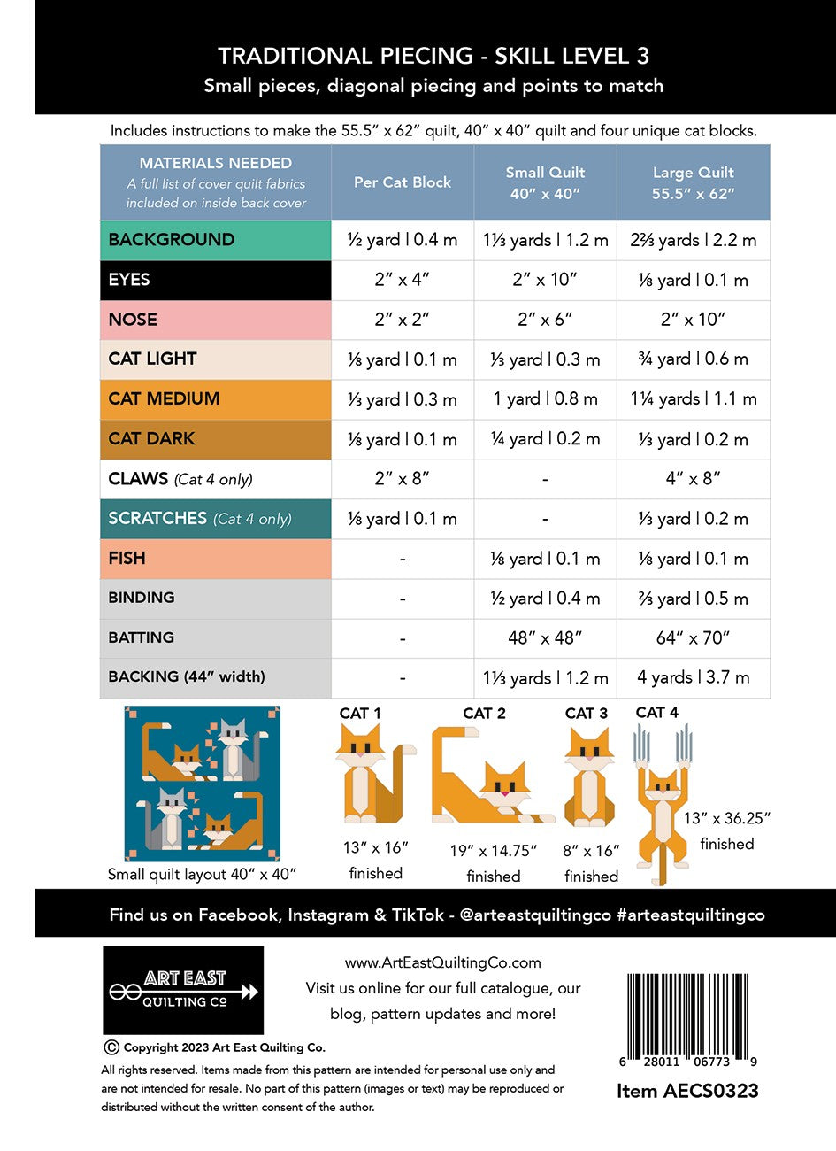 Cat Scratch Quilt Pattern # AECS0323 - Special Order